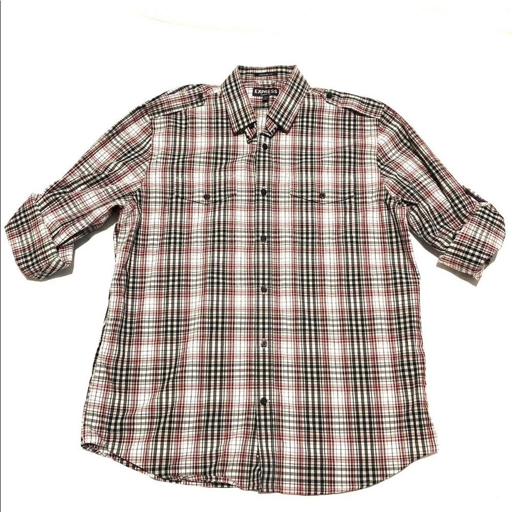 Express modern fit dress shirt plaid